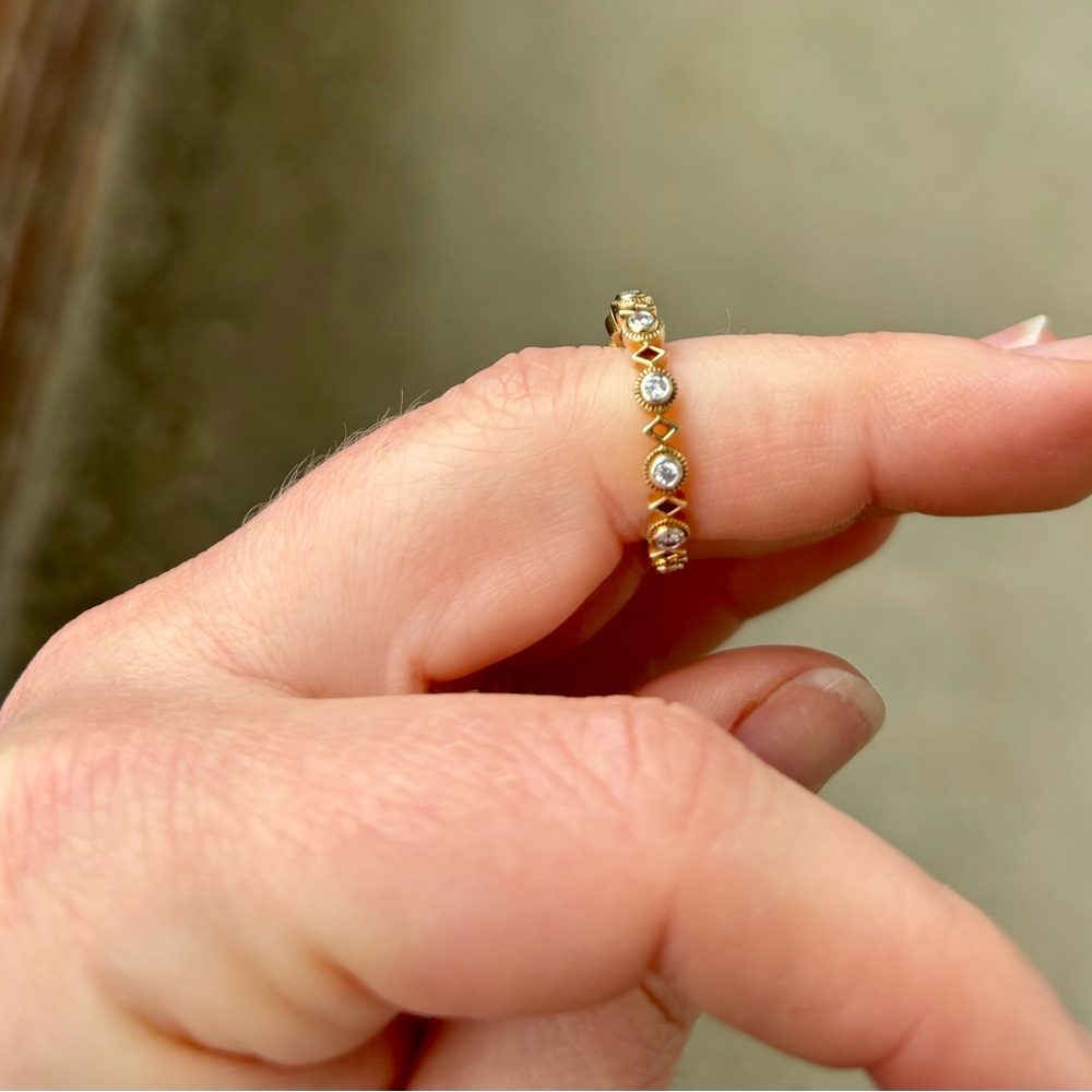 10k Gold Diamond Bezel Set Band - Picture 6 of 9